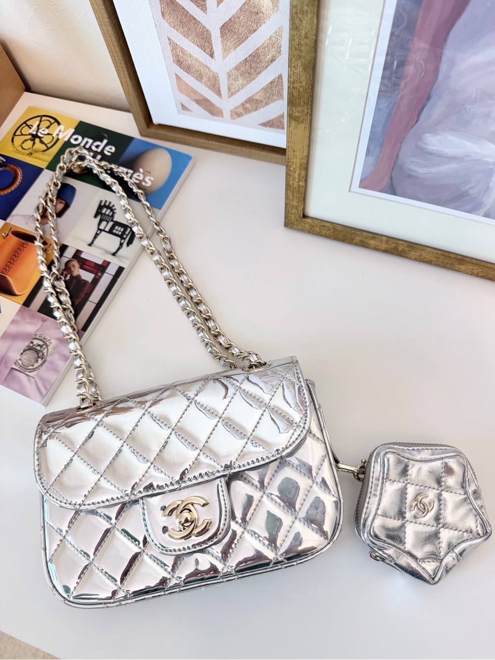 Silver Quilted Fashion Chain Bag